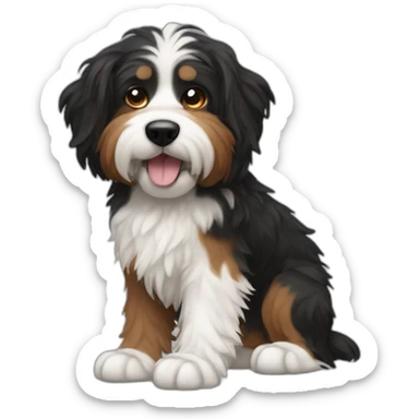 Black, brown, and white scruffy dog sticker