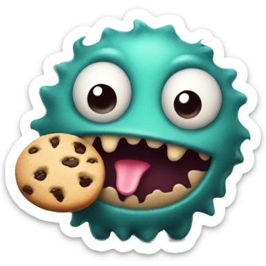 A cute monster eating a cookie sticker