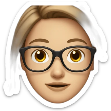 White Girl with long brown hair wearing glasses sticker