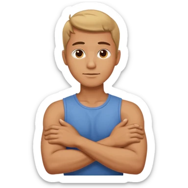 arms crossed holding neck guy sticker