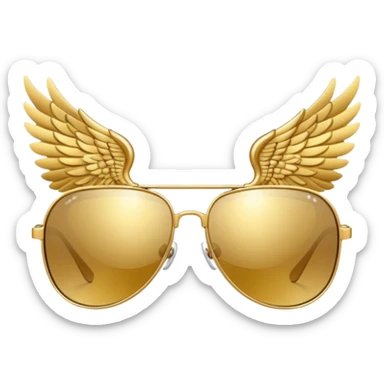 fancy gold sunglasses with wings sticker