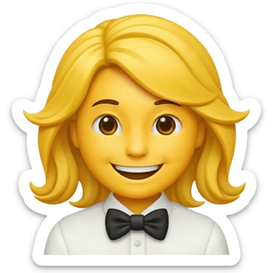Emoji qui sourire qui fais un doigt d’honneur et un noeud dans les cheveux sticker