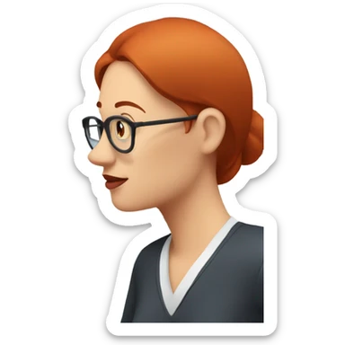 red hair woman nutritionist wearing glasses having an idea for monitor charts sticker
