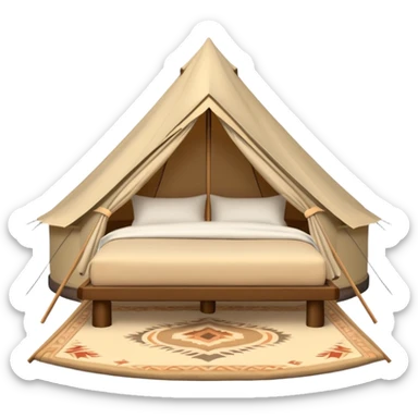 luxury glamping bell tent with plush bedding inside sticker