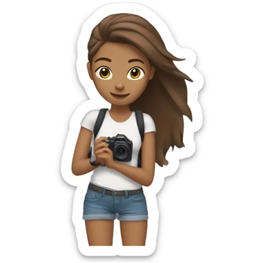 MAKE A GIRL WITH LONG BROWN HAIR AND A SLIGHTLY TANNED SKIN TONE WEARING A FAKE BAND T-SHIRT RECORDING WITH A GO PRO (FULL BODY) sticker