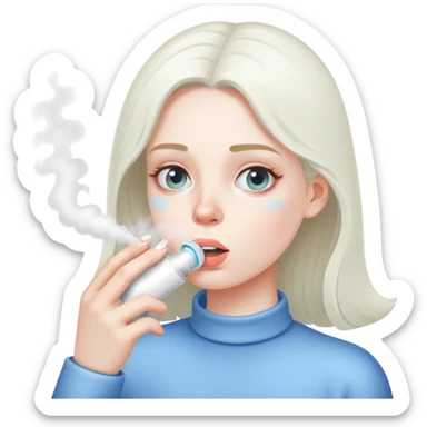 Girl inhaler white powders sticker