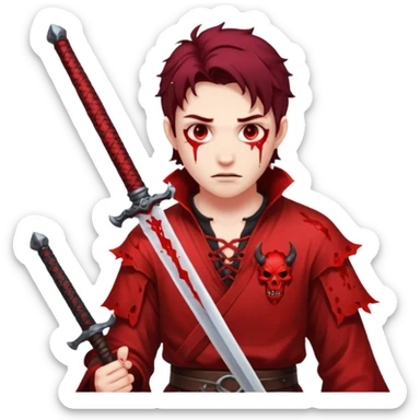 Demon slayer dying with a sword sticker