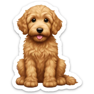 golden doodle puppy on a yoga mat sticker