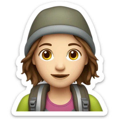 famale Backpacker with Brown hair sticker