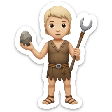 mini stone age man with tool sticker