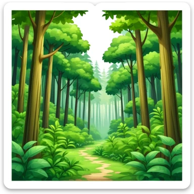 lush green forest with tall trees sticker