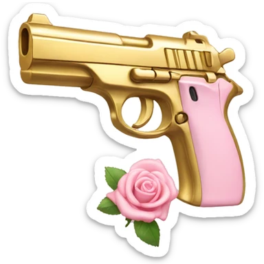 gold and light pink gun embedded rose sticker