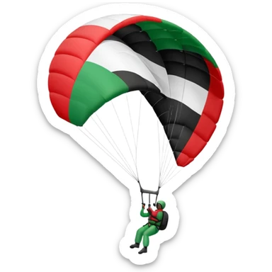 a palestinian flag with a paraglider, respect scrupulously the correct shapes and colours of the flag sticker