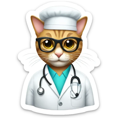 smiling doctor cat wearing black sunglasses sticker