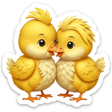 Dos pollitos dándose un beso  sticker