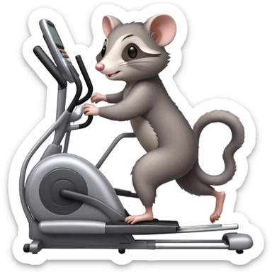 Possum using an elliptical machine  sticker