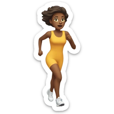 African American woman unhappy running to the left sticker