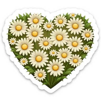 сердечко из ромашек beige sticker