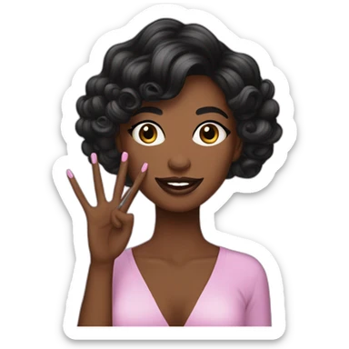 Manicurista con cabello negro pintando uñas sticker