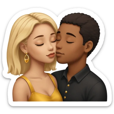 Ebony couple, light skin female brown skin male kissing sticker