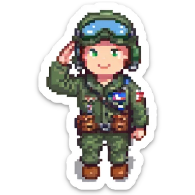 military pilot saluting sticker