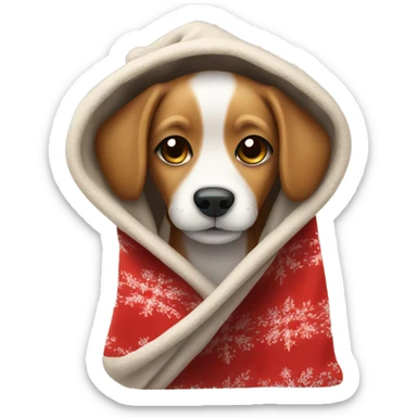 Cute christmas dog in blanket sticker