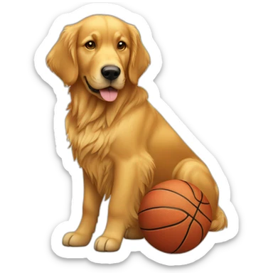 golden retriever basketball player sticker