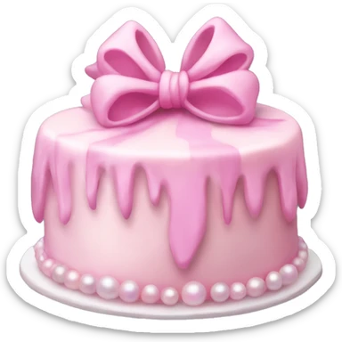 Pearl ligh pink birthday cake witch bow sticker