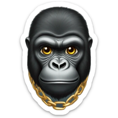 Gorilla wearing golden chains sticker
