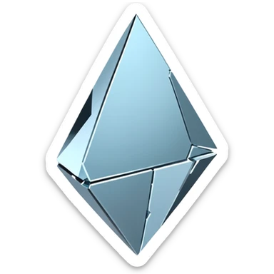 broken mirror shard emoji, sharp chrome edges, high contrast reflections, futuristic minimal 3D style, isolated on white sticker