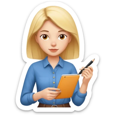 woman UX designer sketching app interfaces sticker