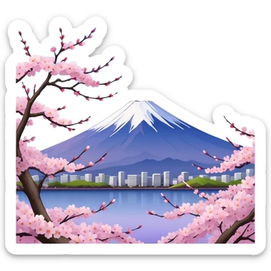 mount fuji with sakuras, no frame sticker