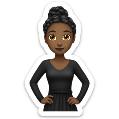 Black girl with long black dress with braid sticker