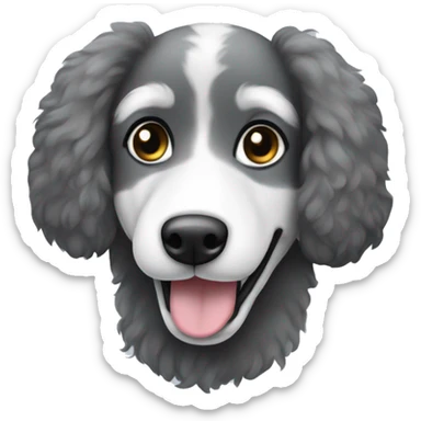 Black, grey, white Husky poodle dog floppy ears and mustache sticker