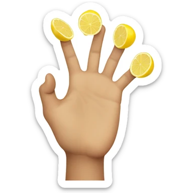a hand (with 5 fingers) squeezing a lemon, inside his hand sticker