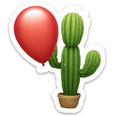 Flying Cactus tied to a red balloon sticker