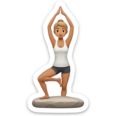 A person stands on a stone doing  standing yoga sticker