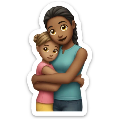 A girl holding a sister sticker