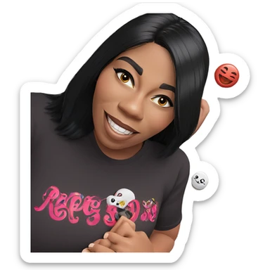 smiling girl with black hair sticker