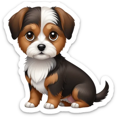 Dachshund and shih tzu mix black white and brown sticker
