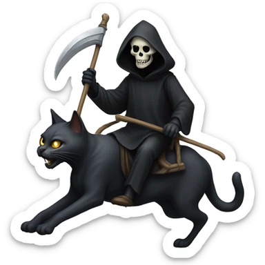 Grim reaper riding a cat sticker