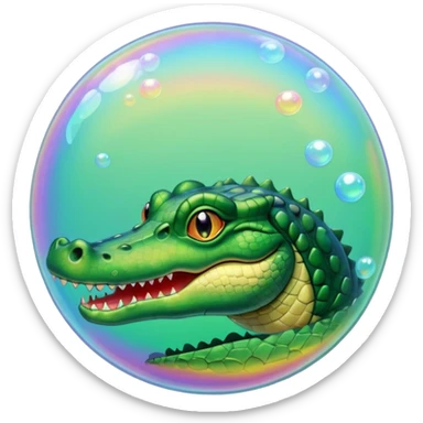burbuja con cocodrilo sticker
