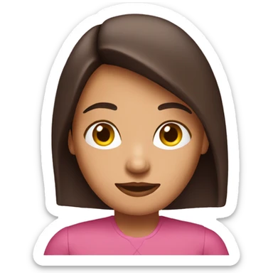 brunette woman on pink computer sticker