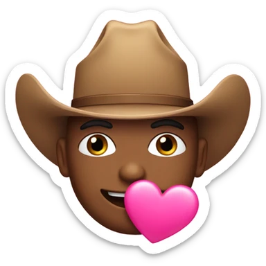 Pink emoji with heart eyes and a cowboy hat sticker