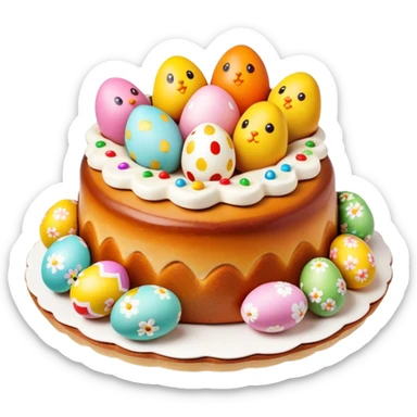 Mona de Pascua Spanish Easter cake with decorative eggs and figurines sticker
