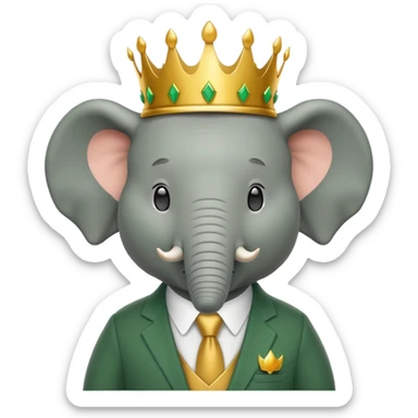 Babar the elephant cartoon character with crown and green suit sticker