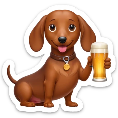 a sauasage dog called berry drinking a beer  sticker