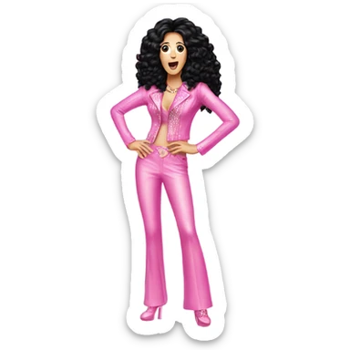 CHER shocked in her classic pink disco outfit  sticker