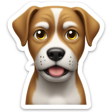 An dog with a gun and an upset expression. sticker