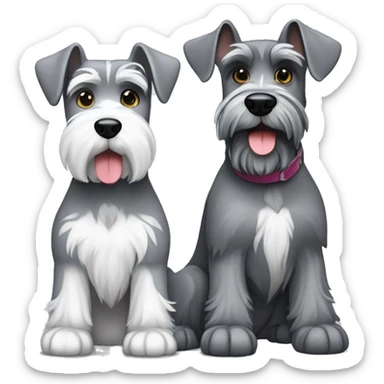 One big gray schnauzer with one small white schnauzer  sticker